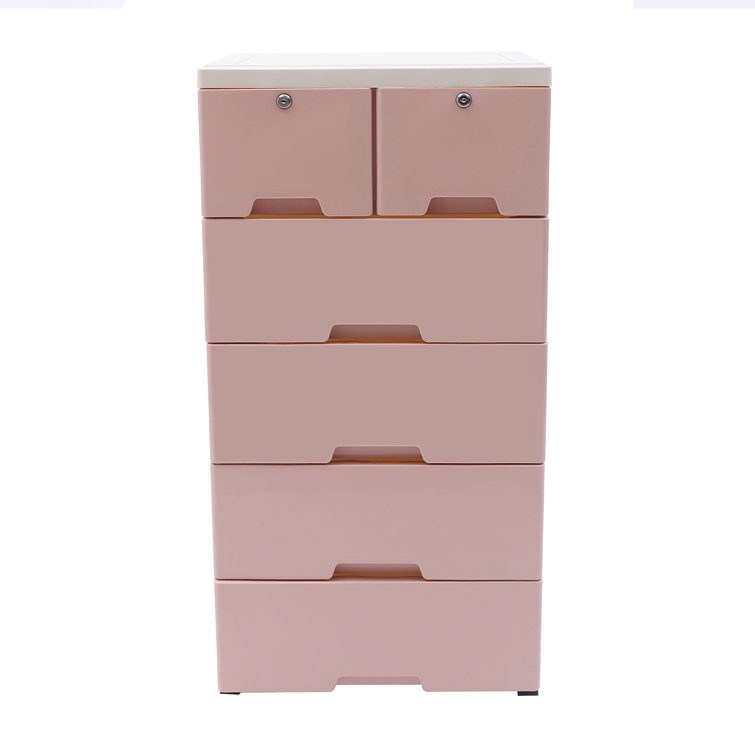 6 Drawer Dresser Storage Tower PP Plastic Closet Organizer Unit with 4  Wheels